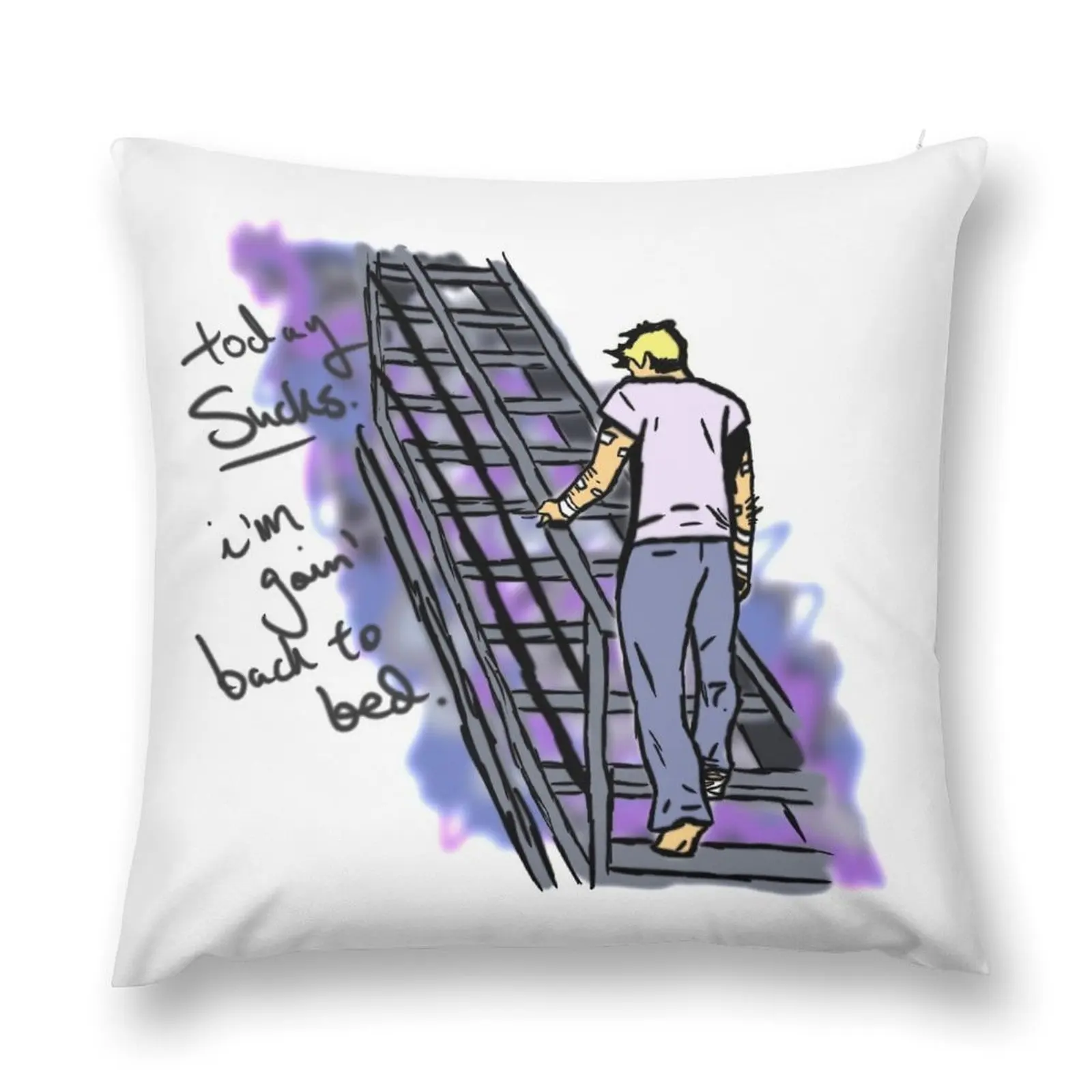 today sucks. i'm goin' back to bed Throw Pillow Plaid Sofa Cushion Covers For Living Room pillow