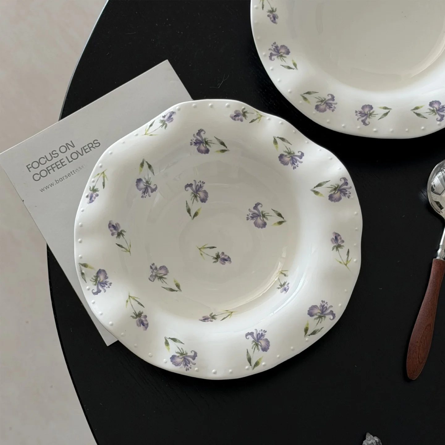 

Retro Cerc Floral d round Plate Deep Di Pasta Salad Plate Western Dinner Multifunctional Plate Support Microwave Hea...