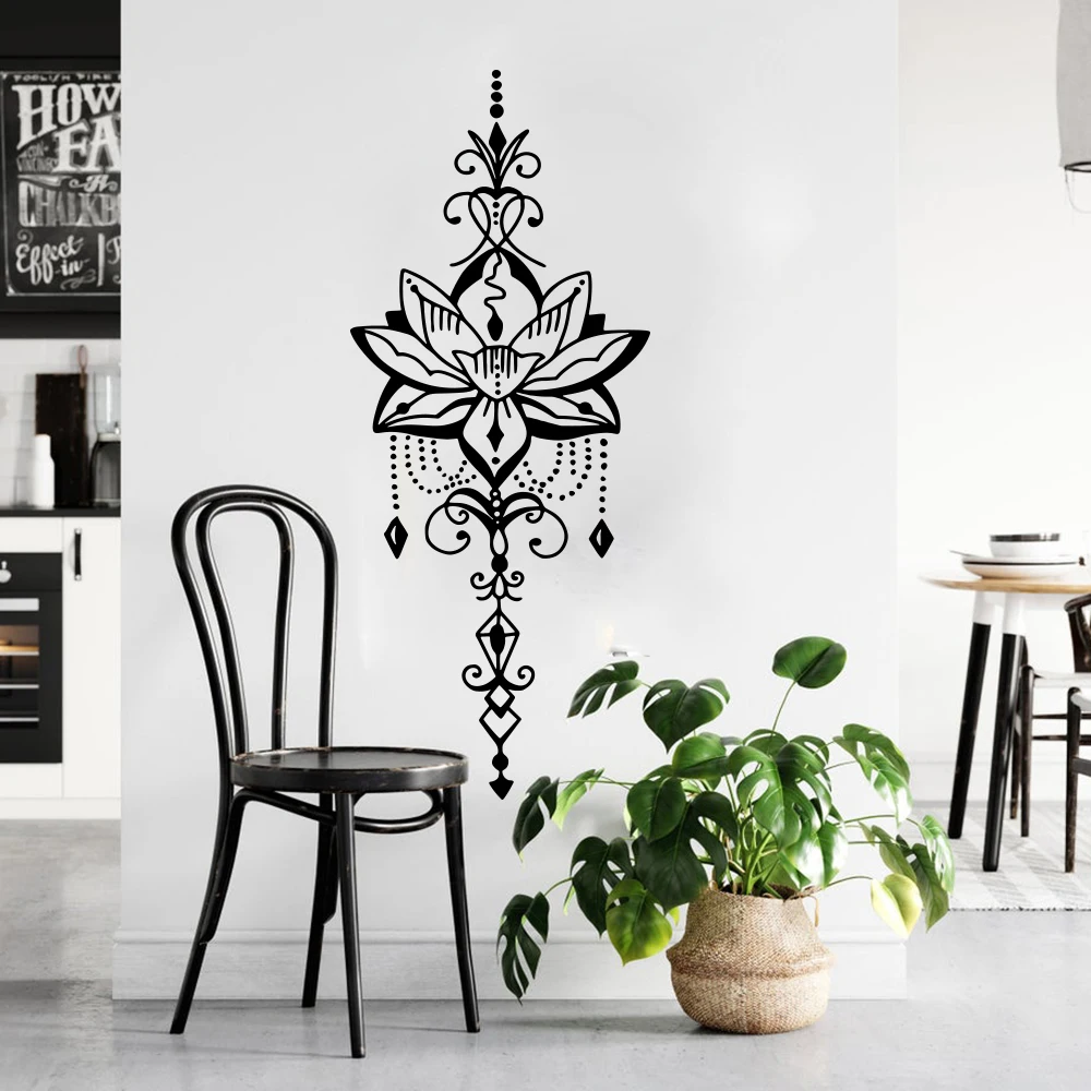 Beautiful Lotus Mandala Wall Decal Bedroom Sticker Yoga Studio Wall Sticker Living Room Bedroom Mandala Namaste Flower Mural