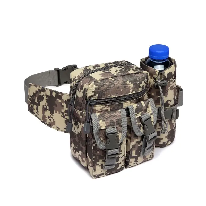 

Outdoor Waist Bag Men Tactical Water Bottle Waterproof Bags Camouflage Hunting Hiking Climbing Bag Nylon Mobile Phone Belt Pack