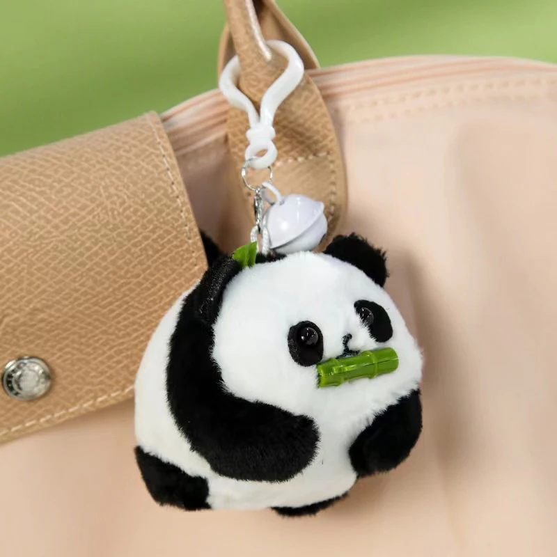 1 szt. Pluszowa Panda wisiorek w kształcie lalki zabawka ciągnąć linę ogon ruchomy Kawaii Anime pluszowy brelok zabawna brelok do kluczy z ozdobą lalka prezent