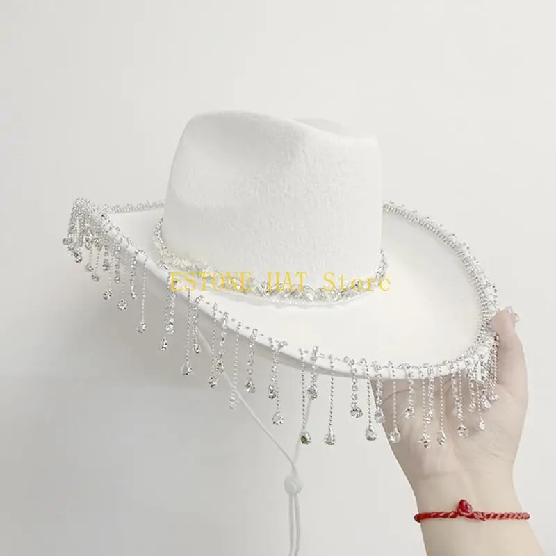 49MF Fringed Cowboy Hat Scarf & Sunglasses Costume Set Women Men Musical Festival Dress Up Costume Bachelorette Party Props