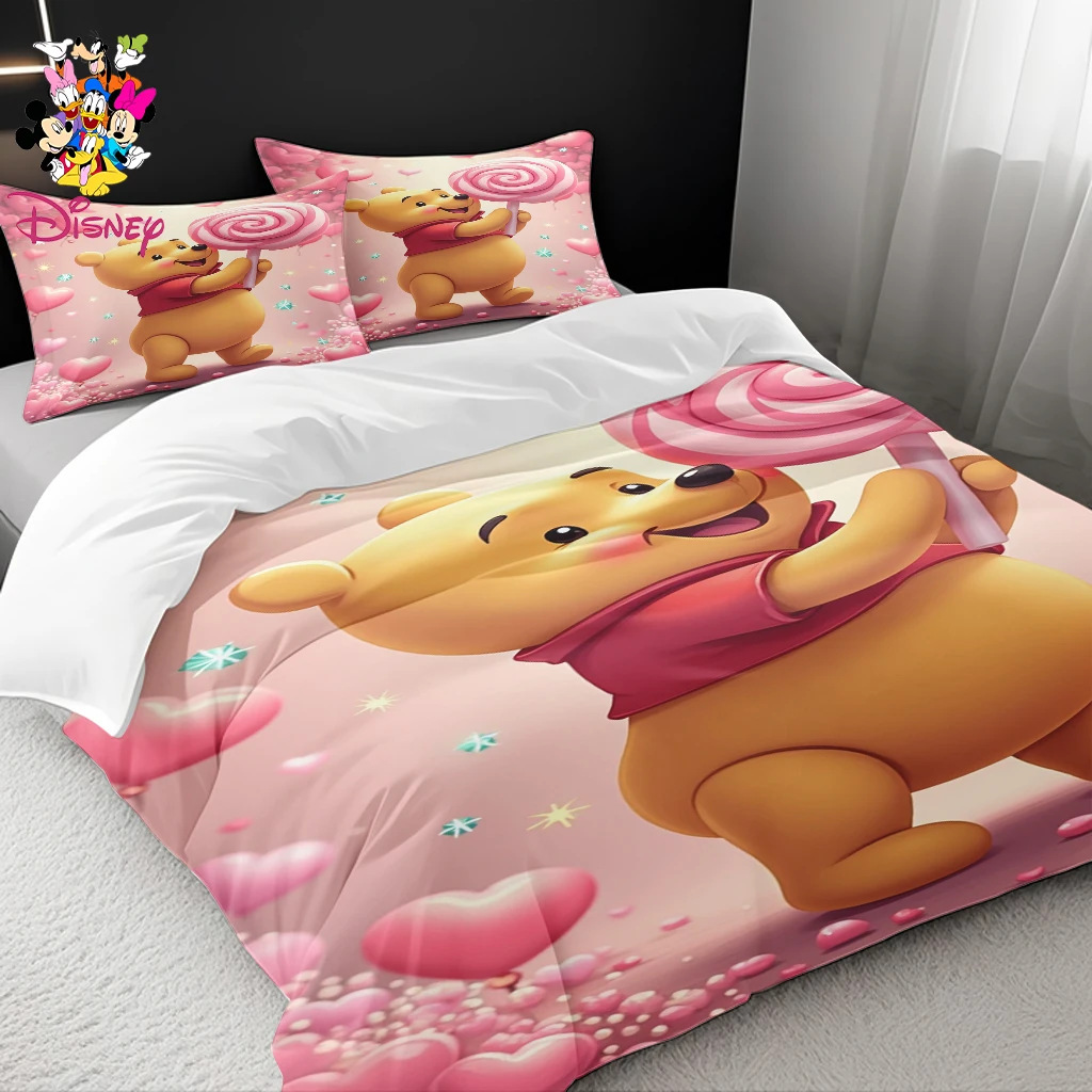 2/3 قطعة ديزني ستيتش ووني ذا بوه طقم غطاء لحاف بدون حشو سحابة مثل نعومة تنفس طقم سرير تصميم لعوب