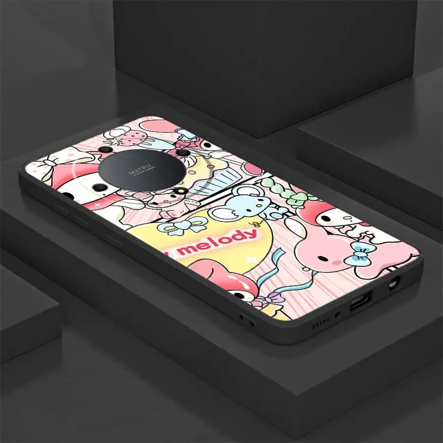 حافظة لهاتف Honor X6 90 X8 X5b Magic5Lite X7 70 200 400 Lite X9a 8X غطاء هاتف ناعم أسود Kawaii Sanrio Hello Kitty