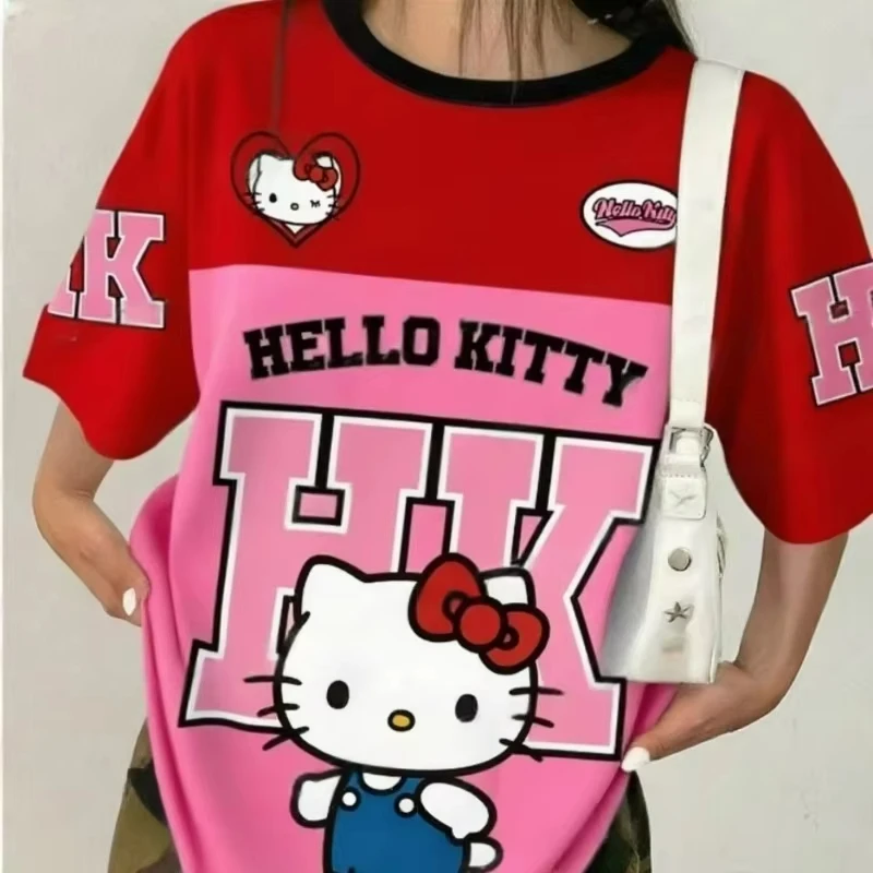 

Новая футболка с круглым вырезом с 3D принтом Hello Kitty, уличная дышащая и удобная женская детская спортивная футболка