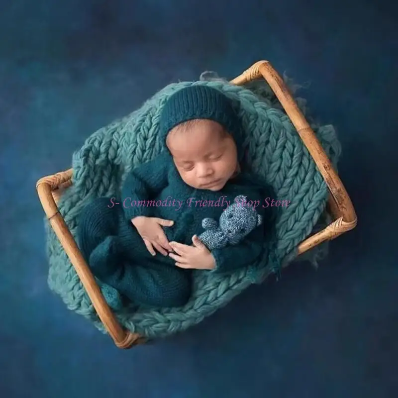 85ae-newborns-romper-photography-outfit-soft-breatrhable-hand-knitted-hat-props