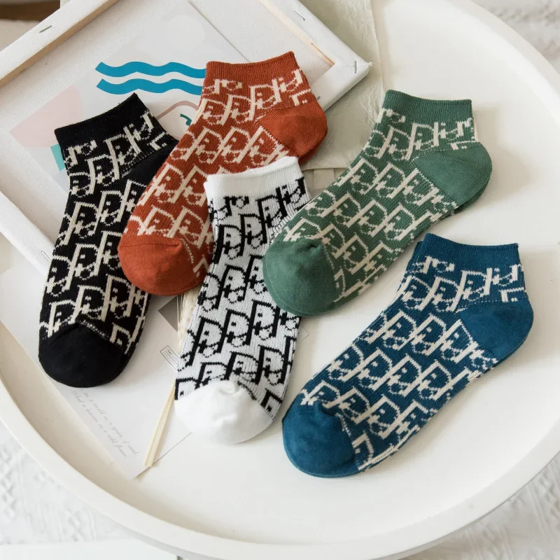 Fashion Retro Woman Sock Letter G for Women Socks Casual Trend Kawaii Comfortable Movement Sox Cotton Spring Summer Stockings