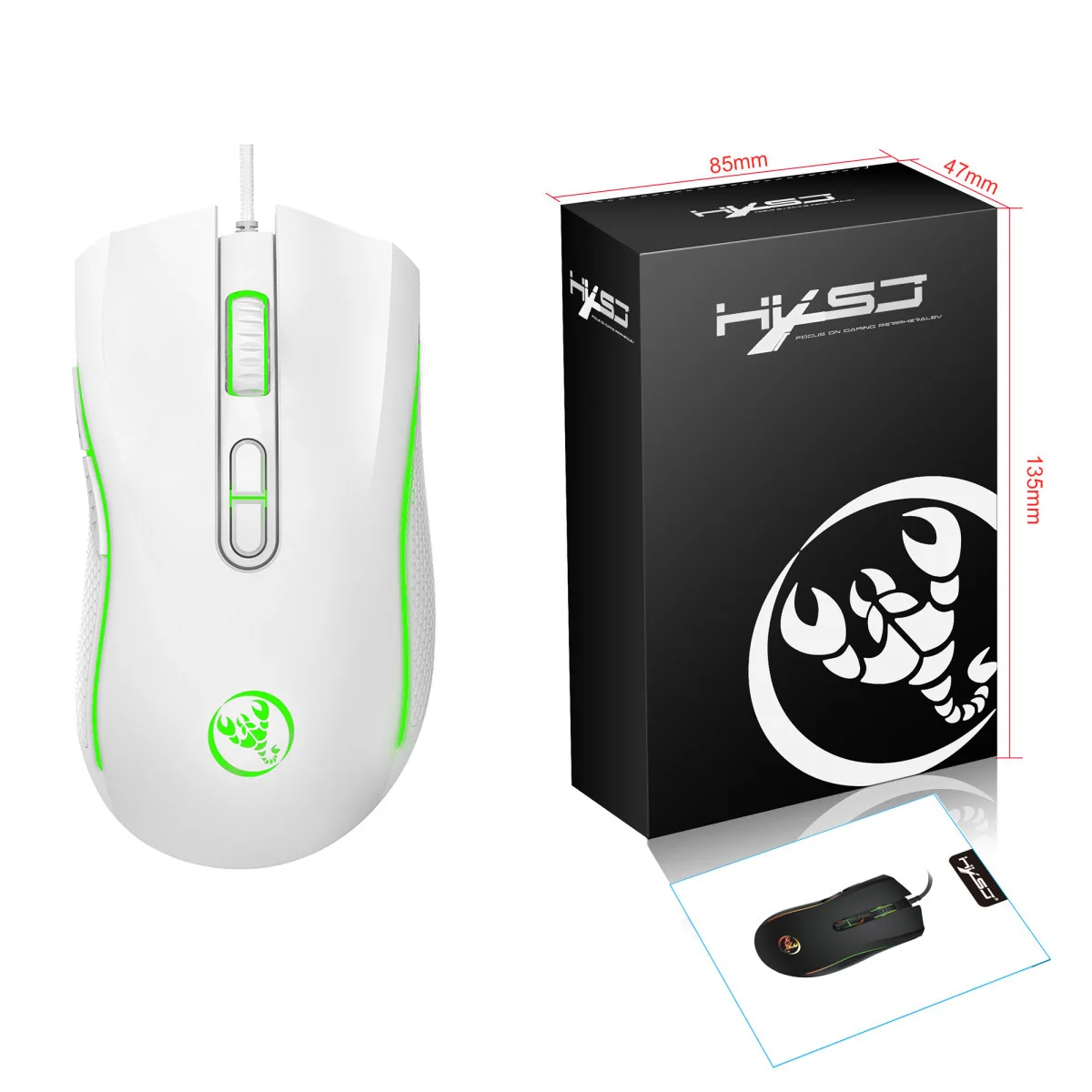 HXSJ A869 Colorful Luminous Gaming Mouse  Esports Wired Mouse 3200dpi Four-speed Adjustable