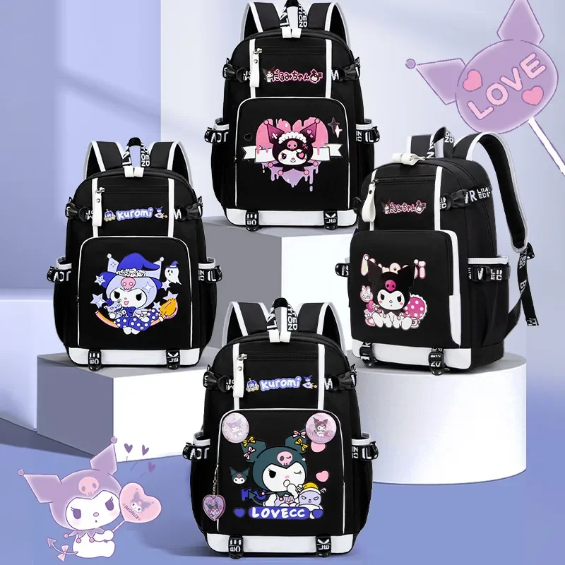 

Вместительный школьный рюкзак Sanrio Kuromi, дорожная сумка для хранения, ранцы для начальной и средней школы с рисунком из искусственного аниме