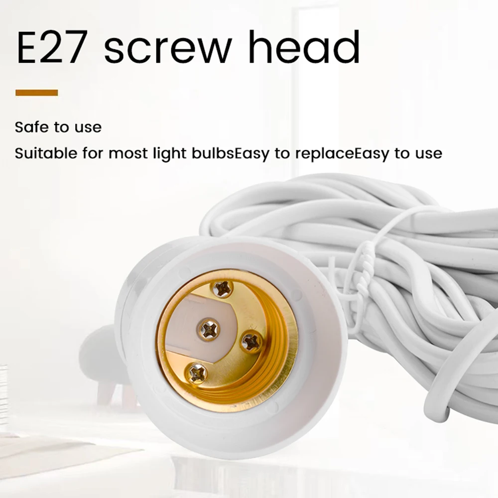 3-10m Line Length Lamp Holder Universal E27 Screw With Switch LED Bulb Socket Adapter Light Extension Power Cable Bulb Socket