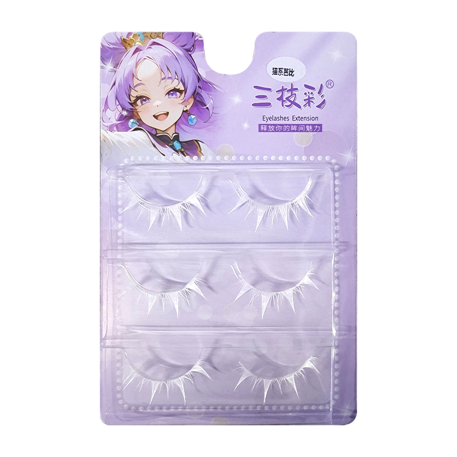 3 Pairs Cosplay False Eyelashes Multi-style Full Strip Lashes For Stage Performance Hard Stems Anime Makeup Curling Mixed Length