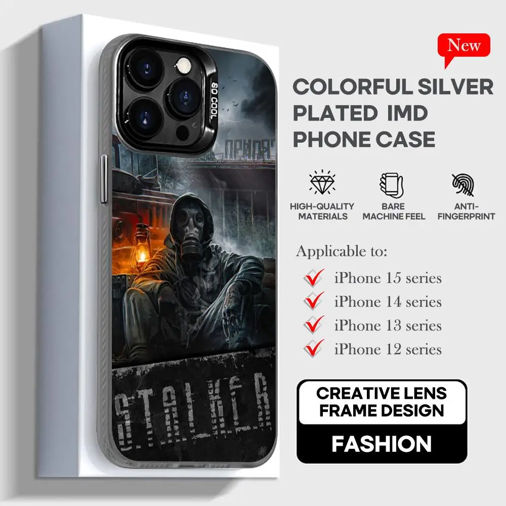 Game STALKER 2 Phone Case black IMD Colorful Silver Suitable soft case for iPhone 16 15 14 13 12 11 XS Pro Max