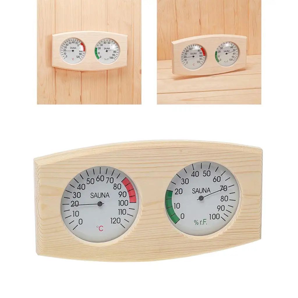 Wood Grain Sauna Thermometer Hygrometer Sauna Room Household Accessories