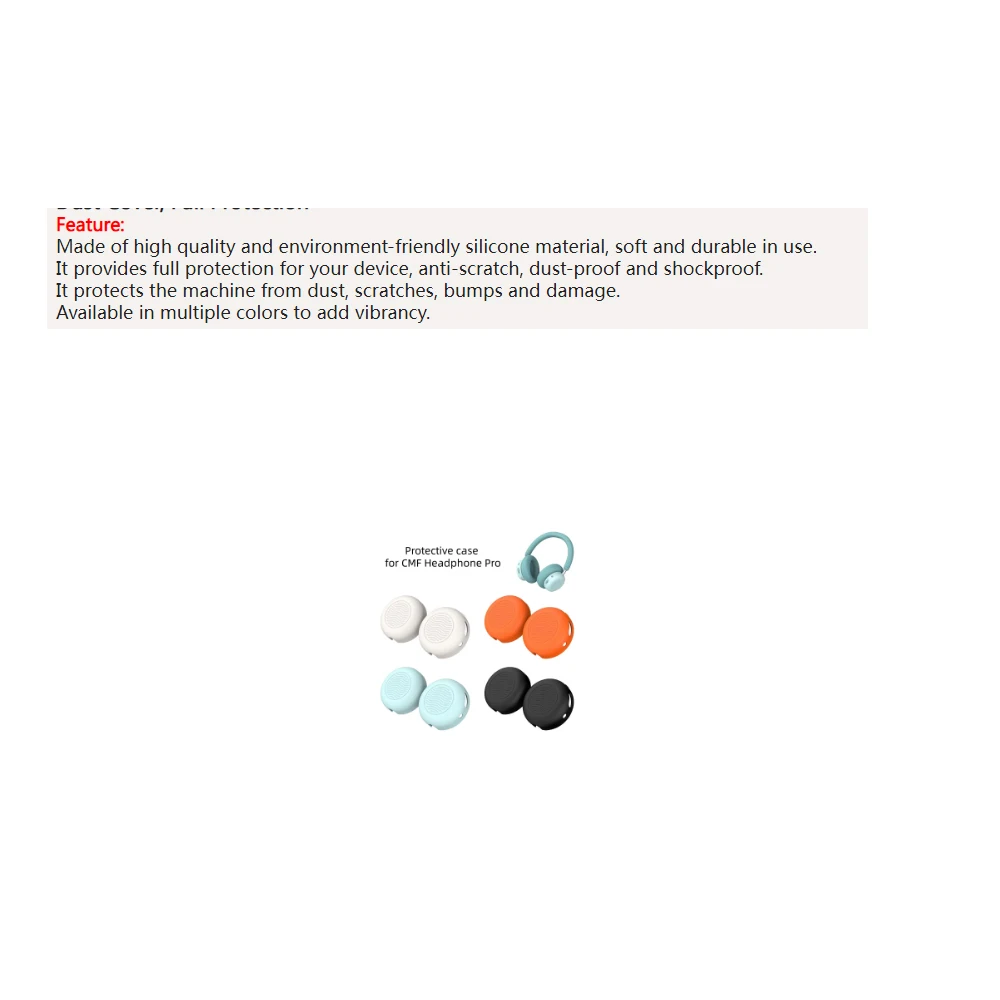 

Silicone Protective Ear Pad Covers For CMF Headphone Pro Earphone Protective Case Solid Color Dust Cover, Full Protection