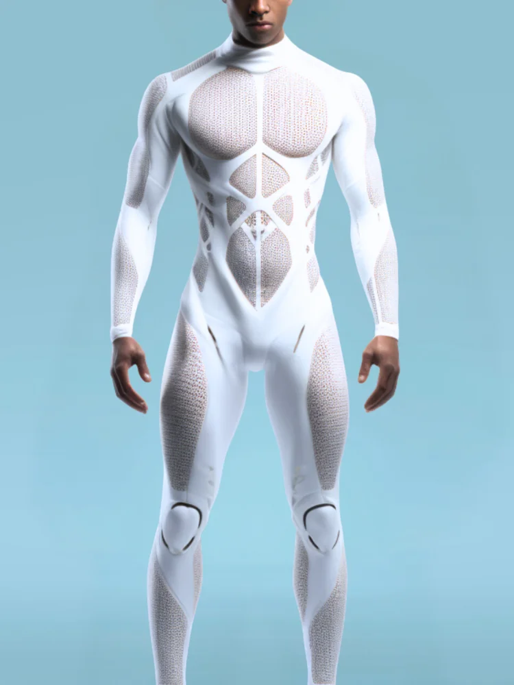 Mechanischer Cyberpunk-Bodysuit für Herren mit Reißverschluss, Zentai 3D-Bodysuit, Halloween-Party-Cosplay-Kostüm, Stretch-Jumpsuit 2026 – Detail 4