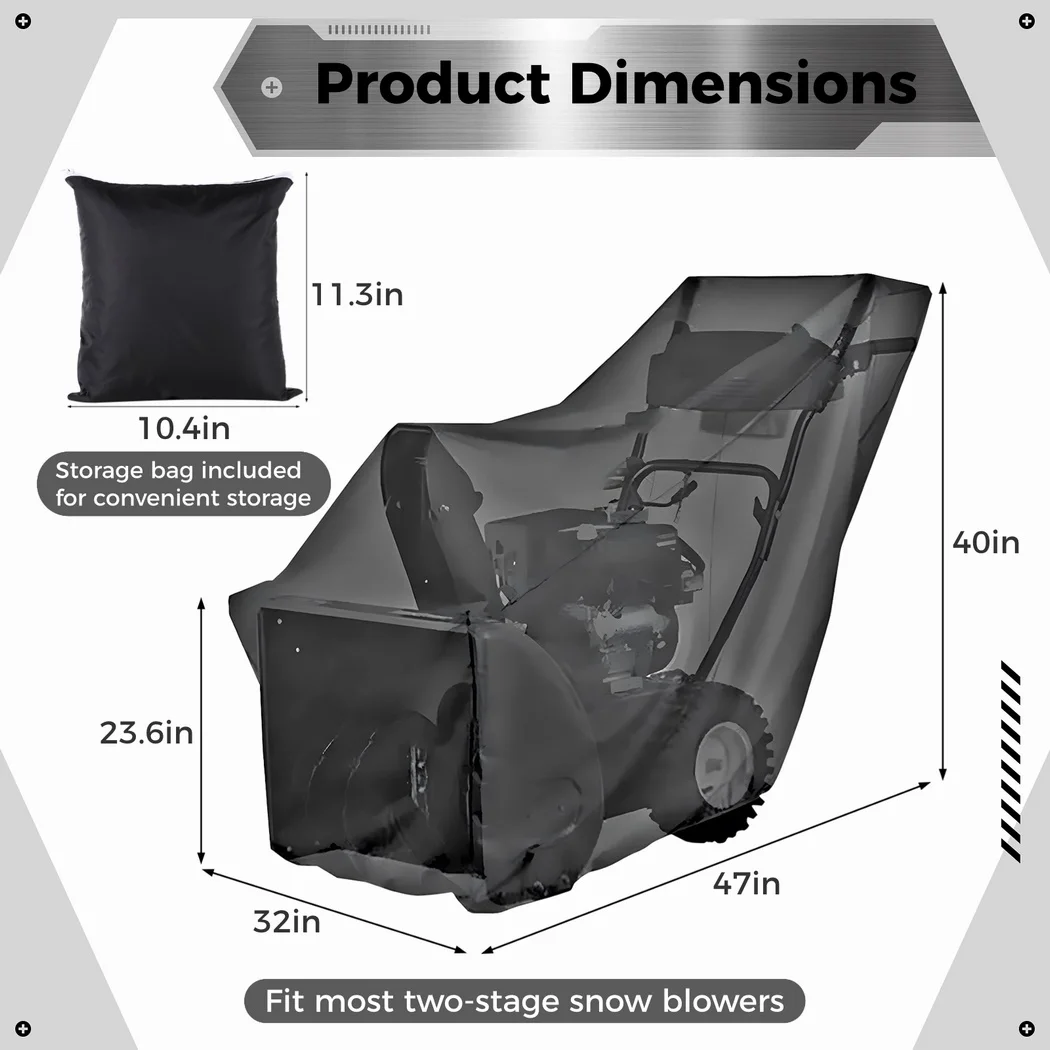 Waterproof Snow Blower Cover 420D Oxford Cloth Snow Thrower Cover 47×32×40\