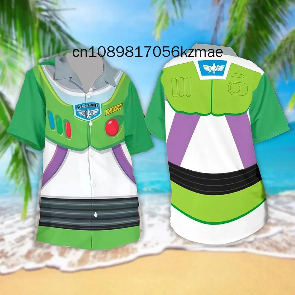 

New Buzz Lightyear Hawaiian Shirts Men's Women's Summer Short Sleeve Shirts Disney Toy Story Casual Beach Hawaiian Shirts