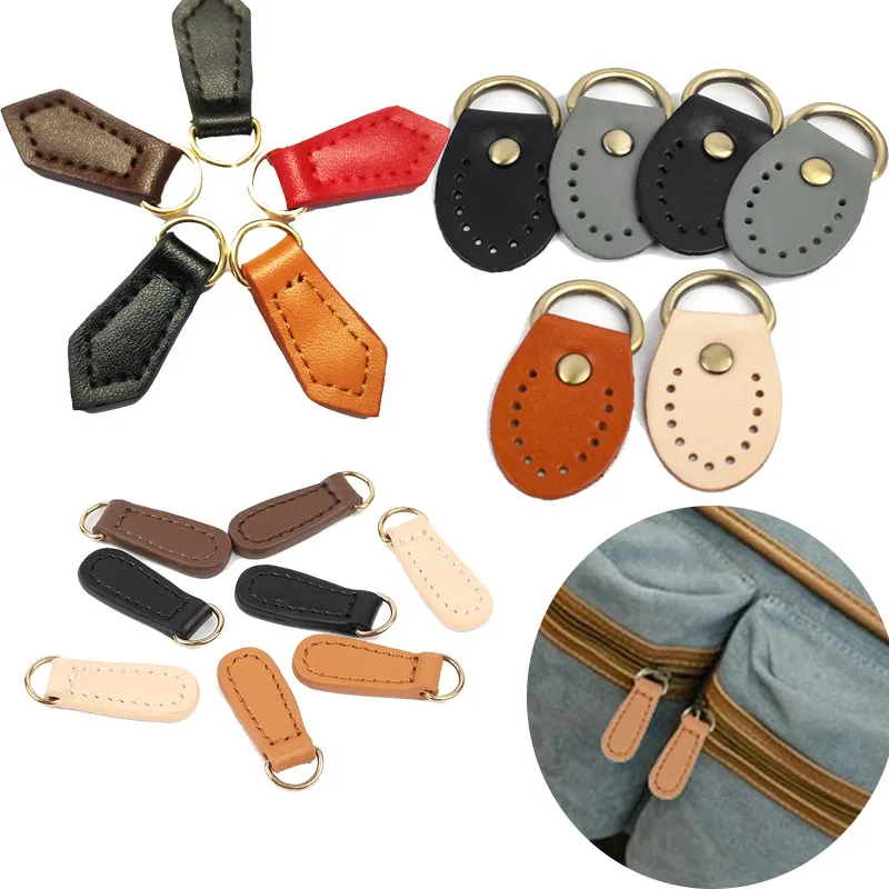 5pcs Luggage Side Clamp Leather Buckle Tabs Shoulder Bag Strap Hang Hook DIY Zipper Puller Manual Purse Accessories