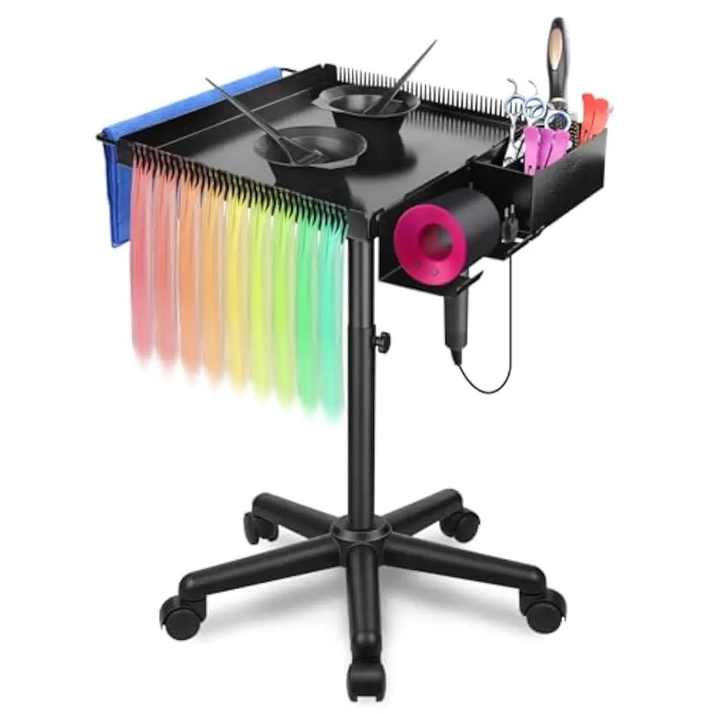 

Rolling Salon Tray, Hairstylist Tray On Wheels With Holder And Hair Separator Stand For Salon Station, Salon Tray Cart, Salon
