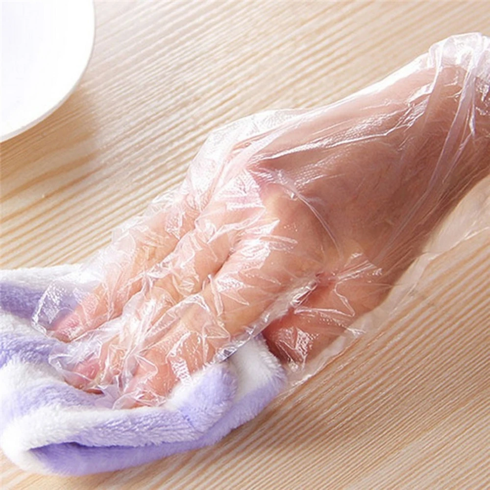 Gants de travail transparents jetables, 200 pièces, jetables, pour préparation des aliments, pour la cuisine, le nettoyage et la manipulation des aliments