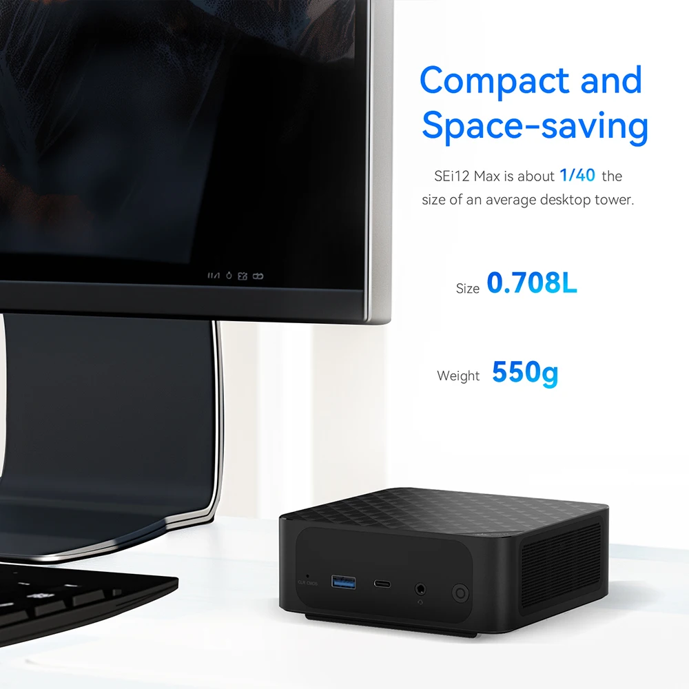 Beelink SEi12 Max Mini PC Intel i7 12700H 32GB DDR4 500GB SSD Supports 4K@60Hz WiFi6 BT5.2 HTPC Desktop Computer SEi