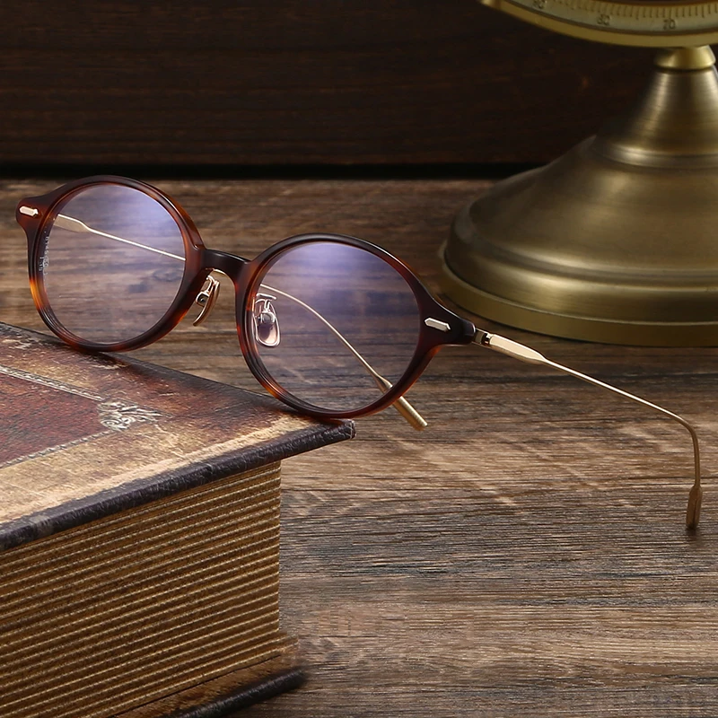 

Handmade Titanium Acetate Nerd Men's Eyewear Vintage Small Oval Eyeglasses Frame Women Top Quality Retro Unisex Glasses Frames