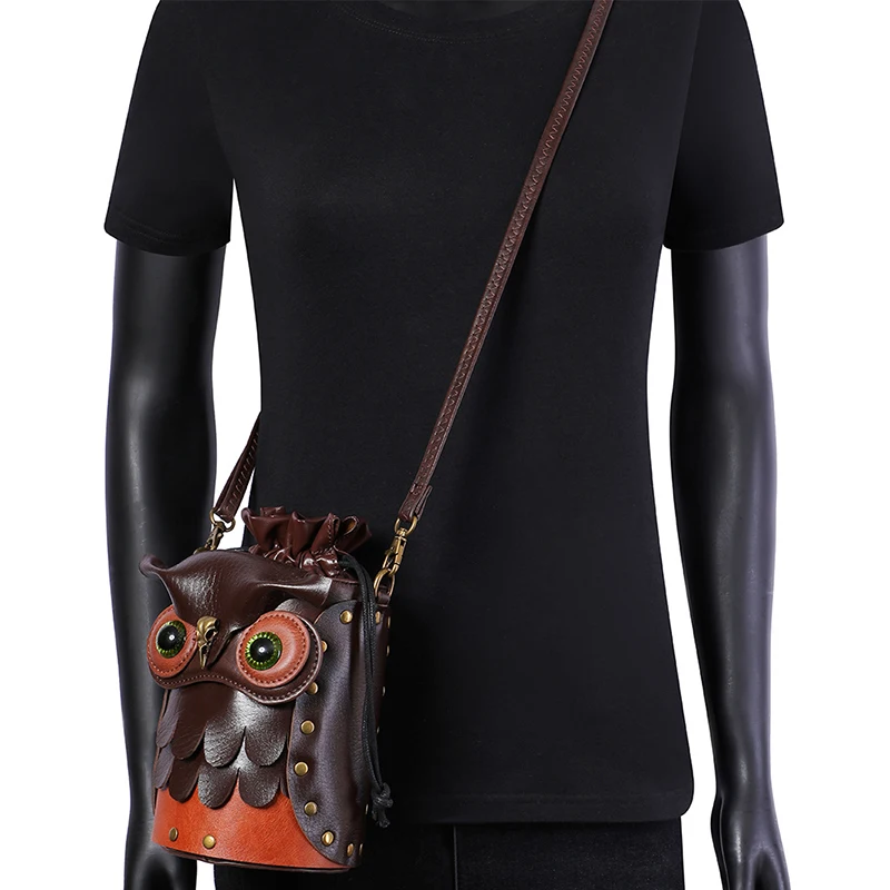 Steampunk Owl Bag for Women Cute Vintage Wallet Gothic Shoulder Porter Pack Halloween Medieval Viking Pirates Side Crossbody Bag