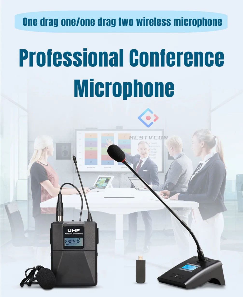 Conference Goose Neck UHF Microphone Broadcast Desktop Cardioid Meeting Rotate 360° ​​Degrees Table Church Presentation Speech