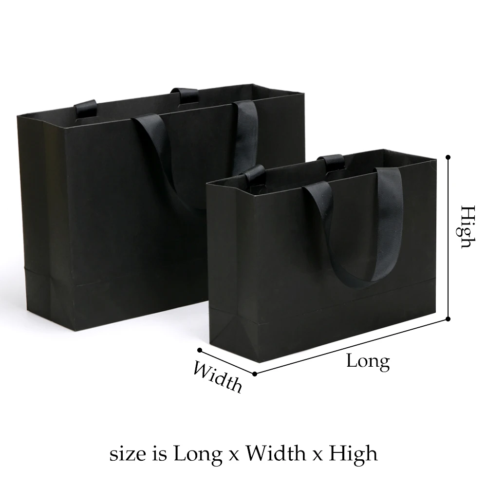 50Pcs/lot Customized Logo Paper Gift Bags with Handle Print Logo On One Side Paper Bags For Christmas Wedding Party Free Design - Image 2