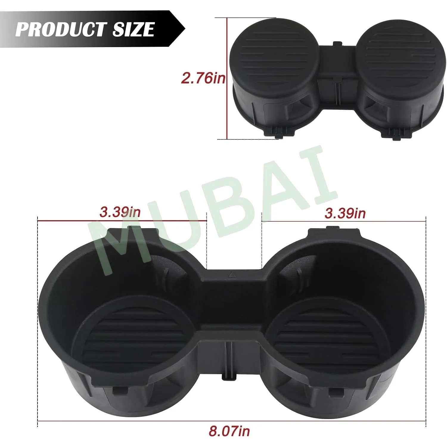 FL3Z-1513562-AD,Non Flow-Thru Console Cup Holder for 2016-22 Ford F150 F250 F350 F450 F550 Front Seat Dual Cup Holder, Rubber