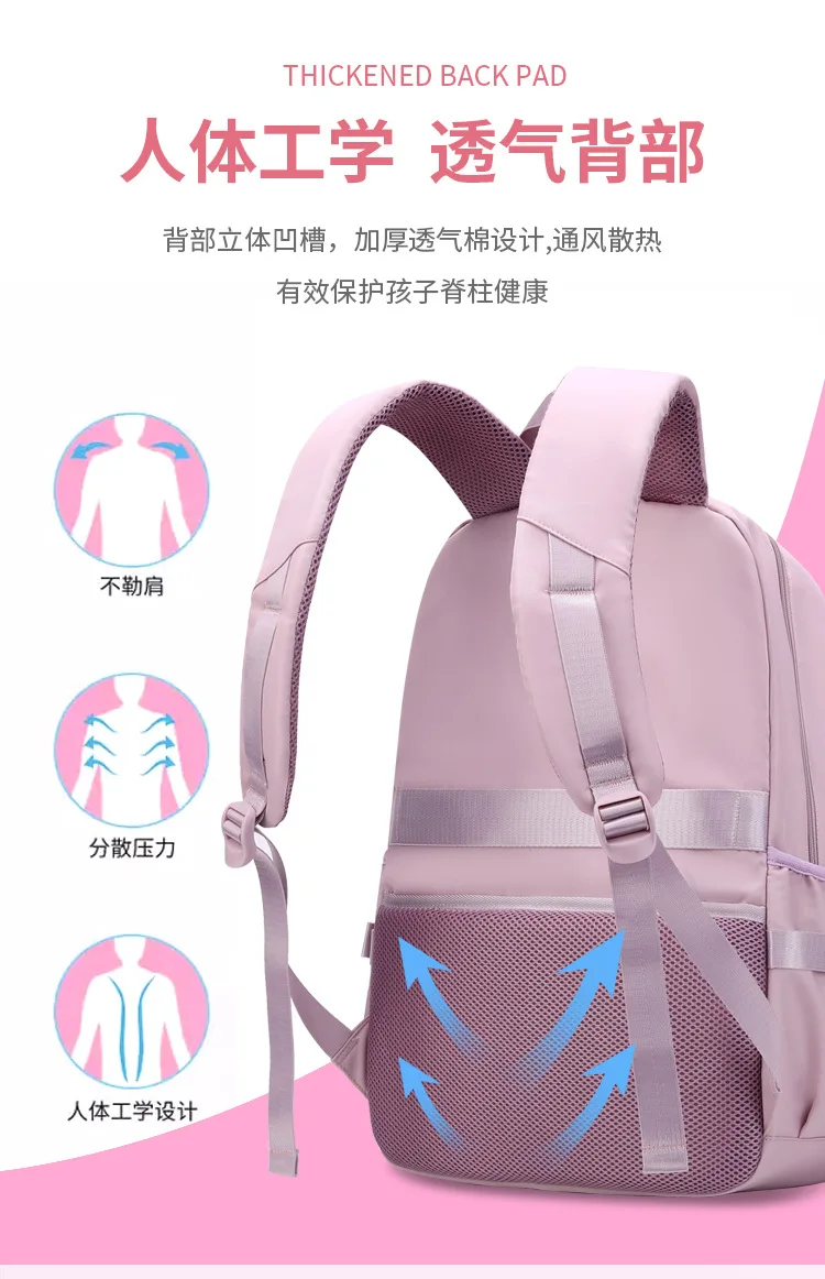 school bag Kids backpack water proof Preschool Ages 6-18 Spine protection Reduce the burden Large capacity