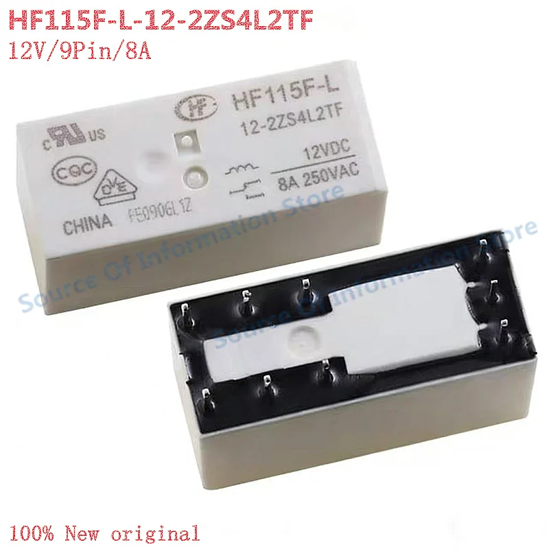HF115F-L-12-2ZS4L2TF Magnetic Holding Relay 12VDC 8A 9Pin 100% New