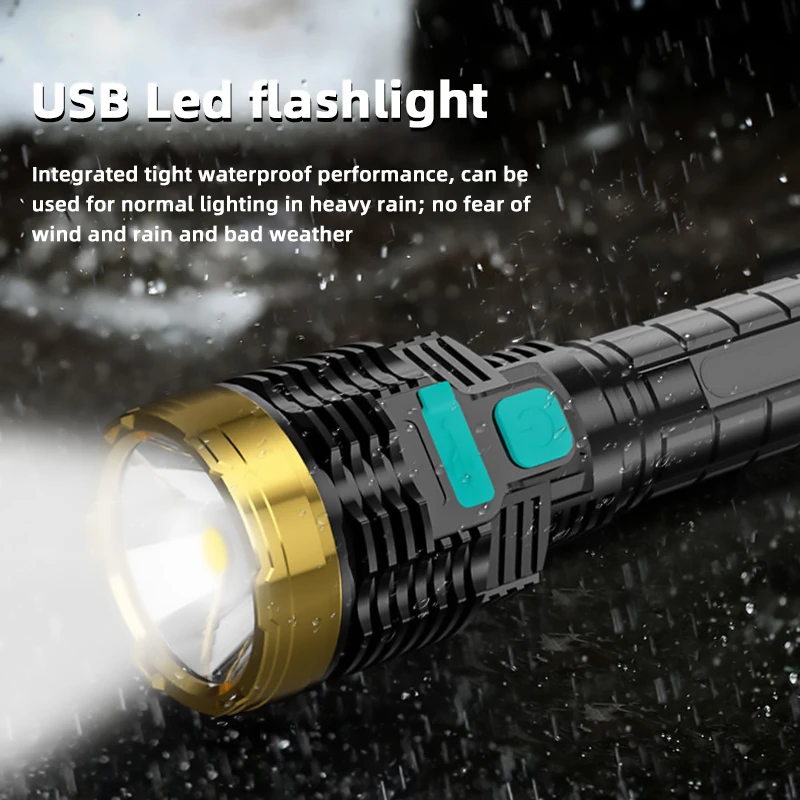 

Flashlight Outdoor Portable Home Built-in Battery Rechargeable Super Bright ABS Strong Light Focusing Led Multi-function Torch