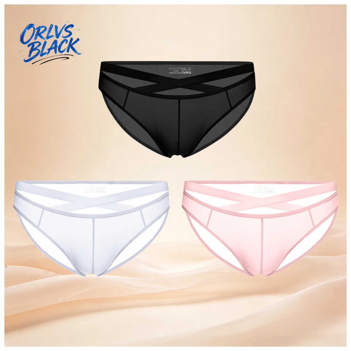 1PCS See Through Mesh Mens Briefs Cross Front Band Elastic Breathable Slim Fit Fashion Underpants AD322