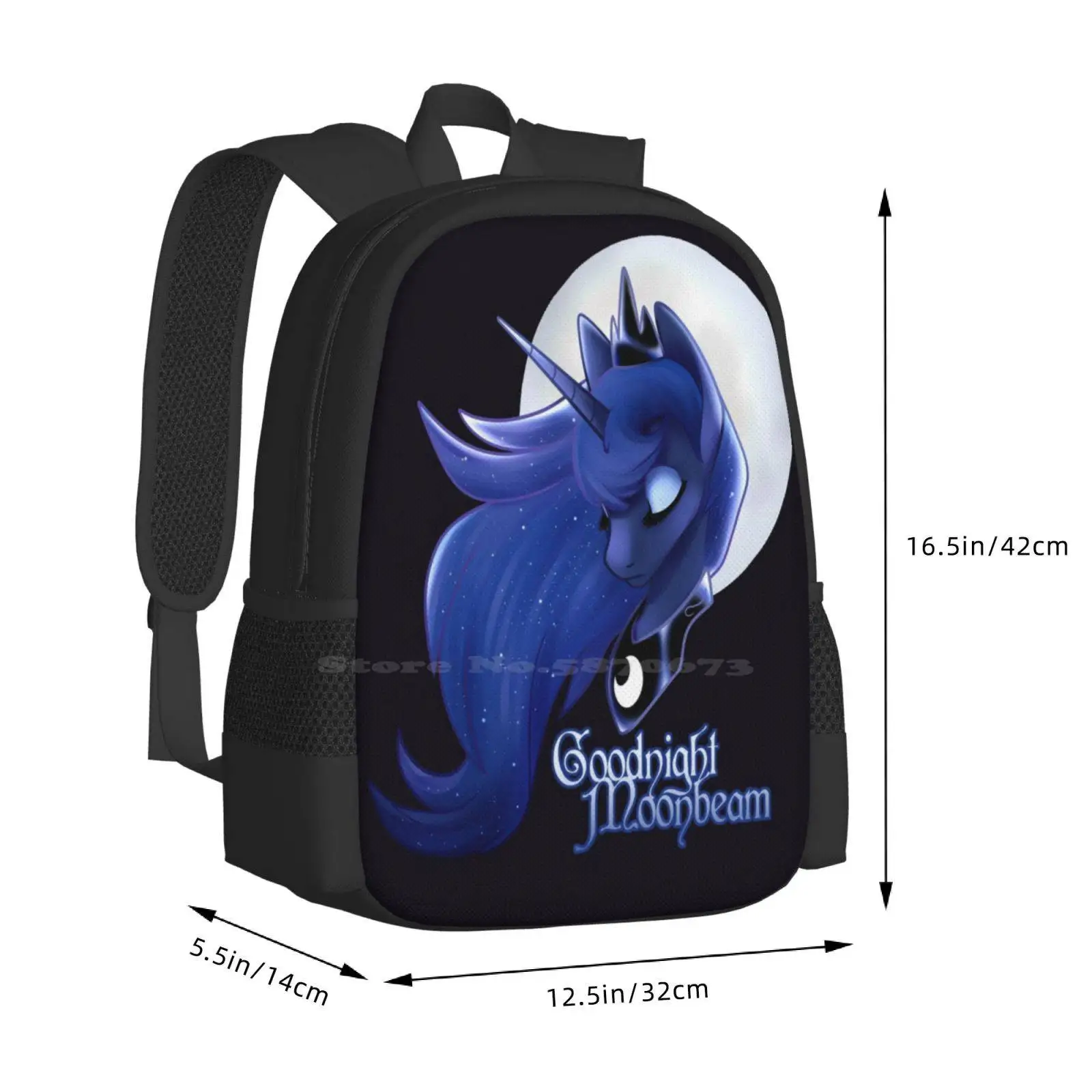 Bolsas escolares Moonbeam, mochila de viaje para ordenador portátil, Princess Luna Mlp My Little Goodnight Moonbeam Lunar sleeping