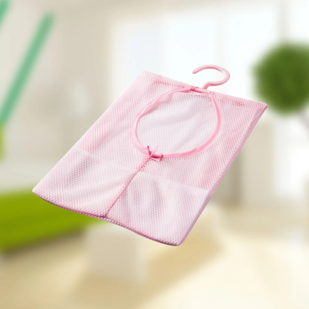 

Mesh Clothesline Bag Hanging Organizer for Door Back Bathroom Kitchen Home Storage Drying Socks Underwear Compact Design Pink