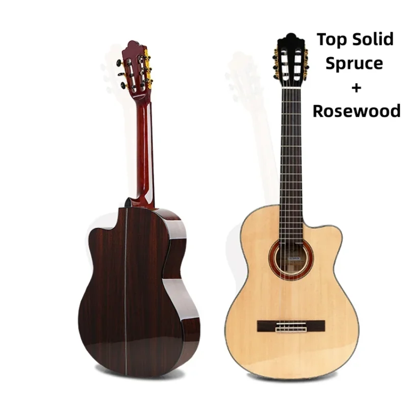 

Classical Guitar Top Solid 39 Inch Spruce Rosewood Acoustic Electric Nylon-String Guitarra 6 String Highgloss Cutaway Electro