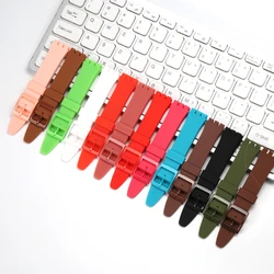 Silicone Strap Suitable for Swatch 17mm Watch Band Soft Waterproof Replacement Bracelet Men Women Pin Buckle Watch Accessories