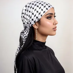 Newest Arabic Satin Silk Square Scarf Printed Muslim Women Hijab Headscarf Ladies Elegant Casual Headband Hair Scarf