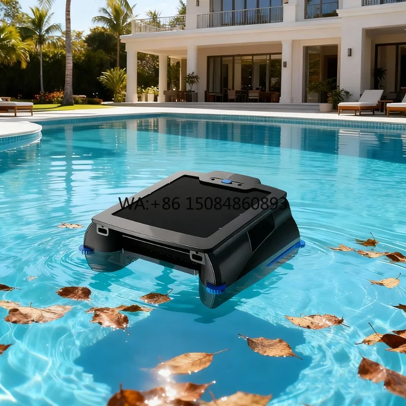 Aquajack P2901 High Capacity 4500mAh Portable Solar Power Waterproof Wireless Fast Charge Pool Skimmer Collecting Leaves Working