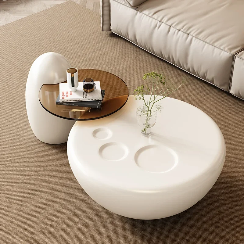 

z Mechanism Glass Coffee Tables Storage Organizer Premium Design Coffee Tables Round Minimalist Mesa Auxiliar Salon Furniture