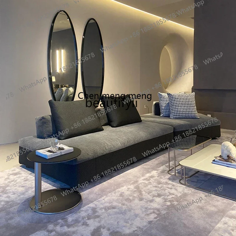 

zxItalian minimalist special-shaped fabric sofa large flat-floor light luxury villa corner princess combination sofa