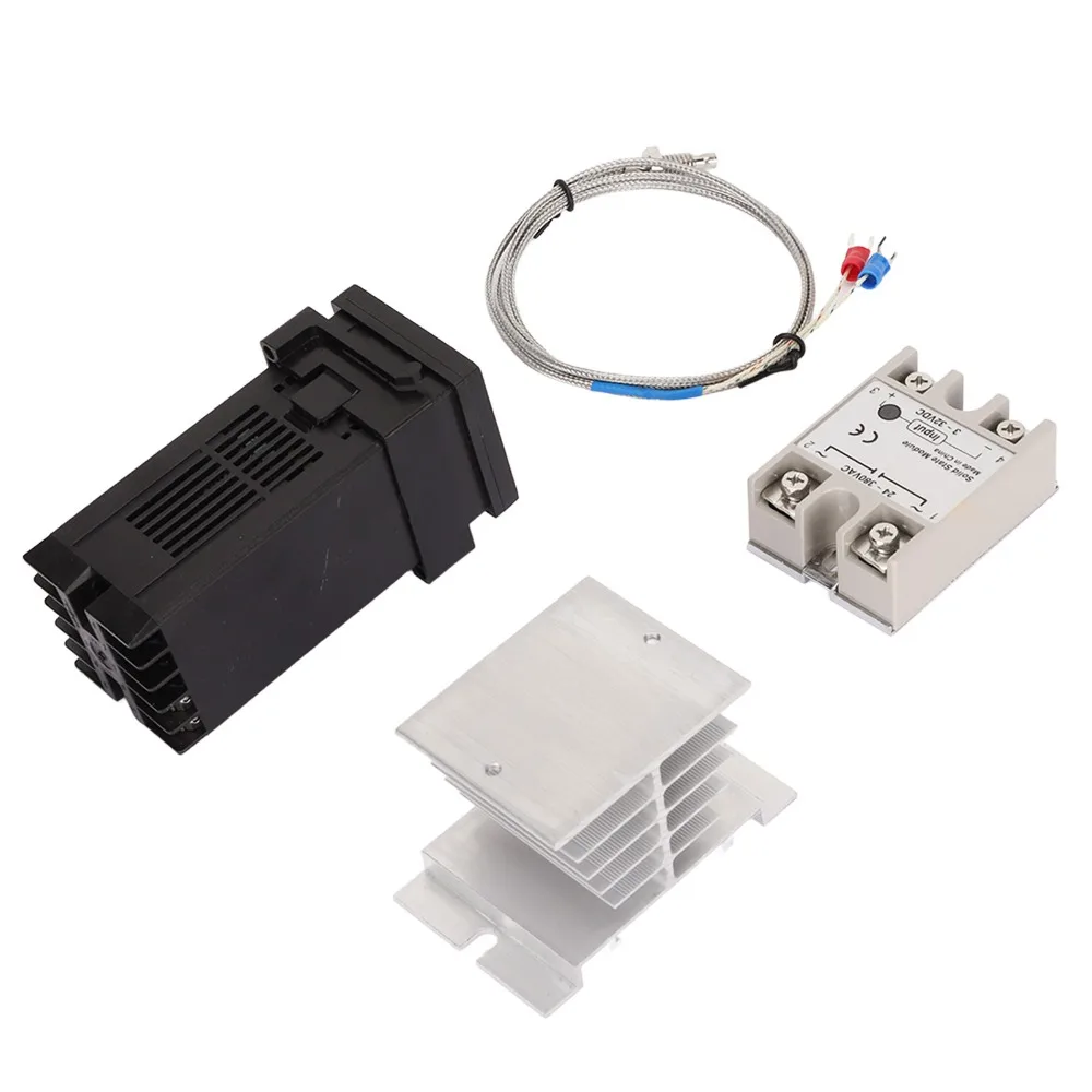 1 Set 100-240V Temperature Control Set Type K Thermocouple Stainless Steel Probe Temperature Controller 25A Waterproof Rustproof