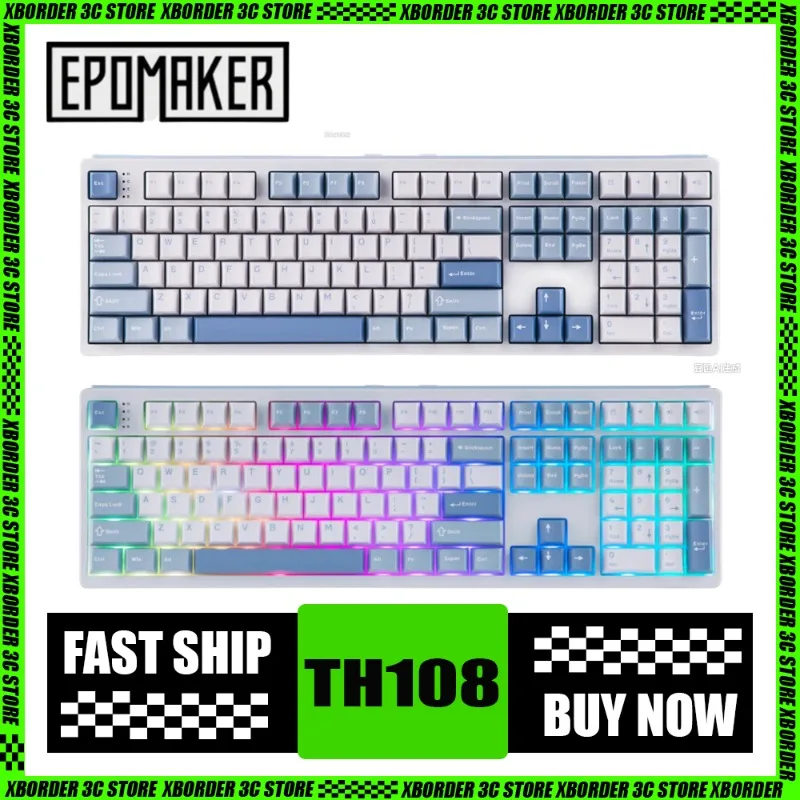 

EPOMAKER TH108 Механическая клавиатура, 100% размер, с возможностью горячей замены, 3 режима, беспроводная связь, Bluetooth, пятислойное заполнение, 8000 мАч, красивый офис