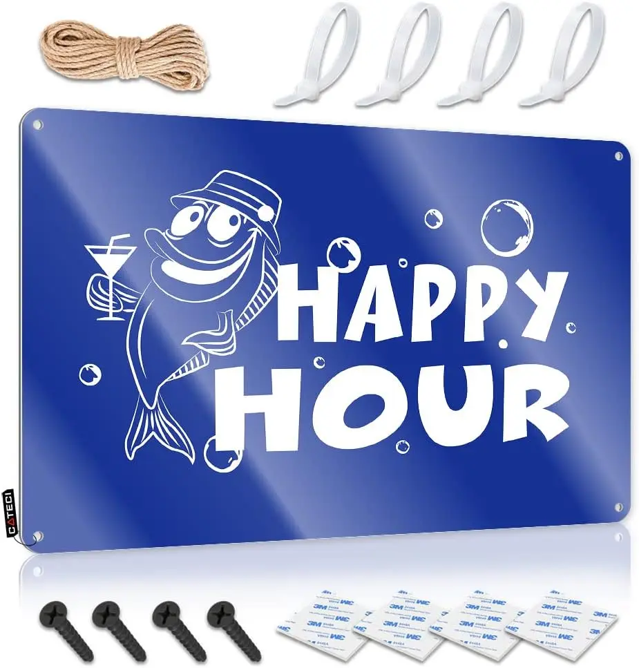 Room Door Decor Happy Hour Fish Royal Tin Sign Beer Decorations for Man Cave Bar Funny Signs (Size : 20X30CM)