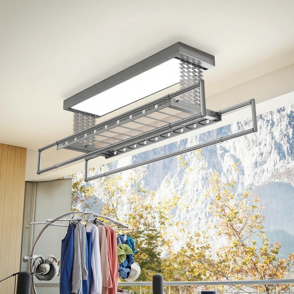 Rack de secagem de roupas elétrico com economia de espaço de venda quente para varanda de apartamentos