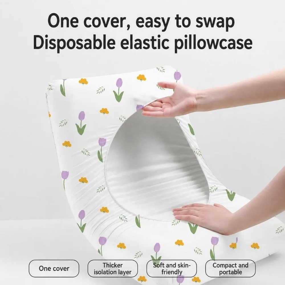 6Pcs 360 Elastic Band Disposable Pillowcase Hypoallergenic Dirt Resistant Anti-fouling Pillow case Wrinkle Resistant Breathable