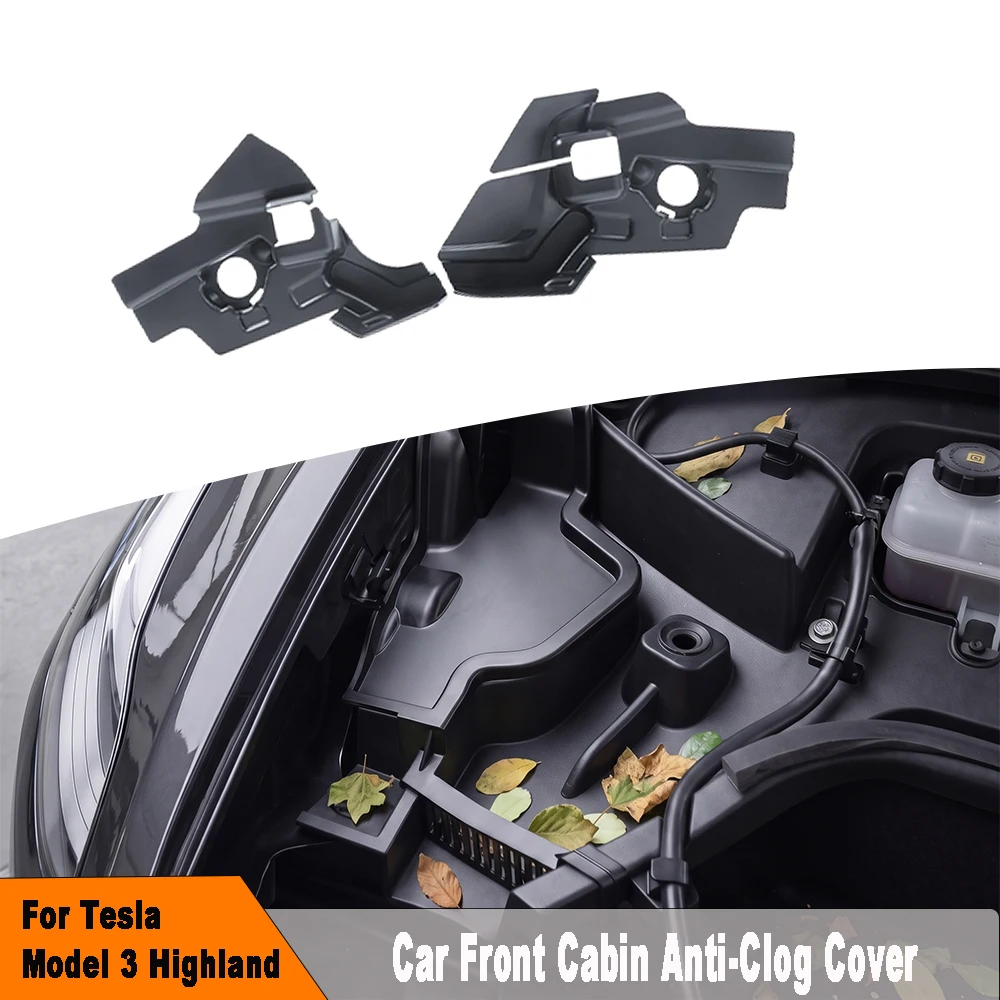 For Tesla Model 3 Highland 2023-2026 Car Front Cabin Anti-Clog Cover ABS Auto Leaf Blocking Protection Tool Maintenance Parts