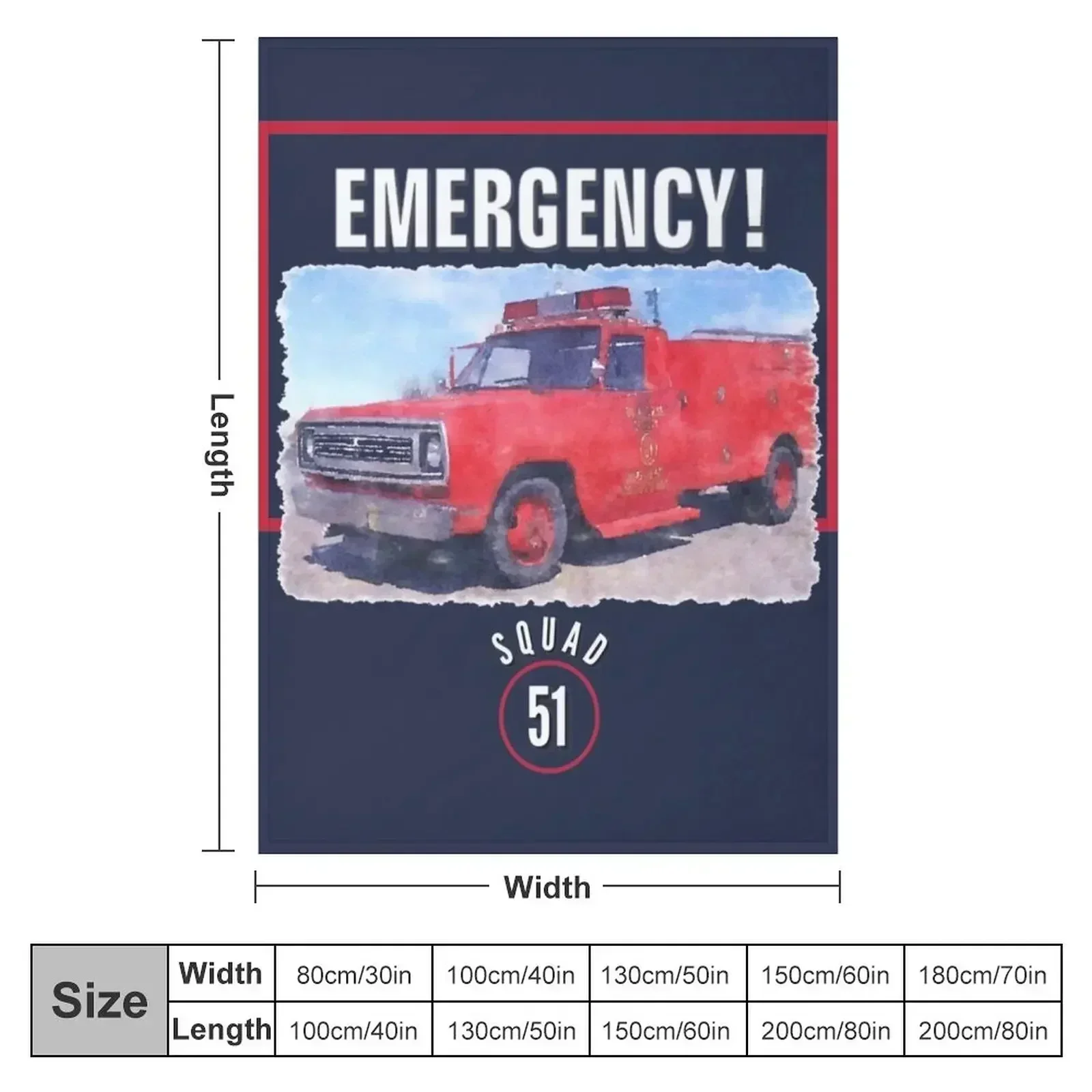 Emergency Squad 51 Truck Throw Blanket couch cozy soft plush fuzzy picnic outdoor blanket