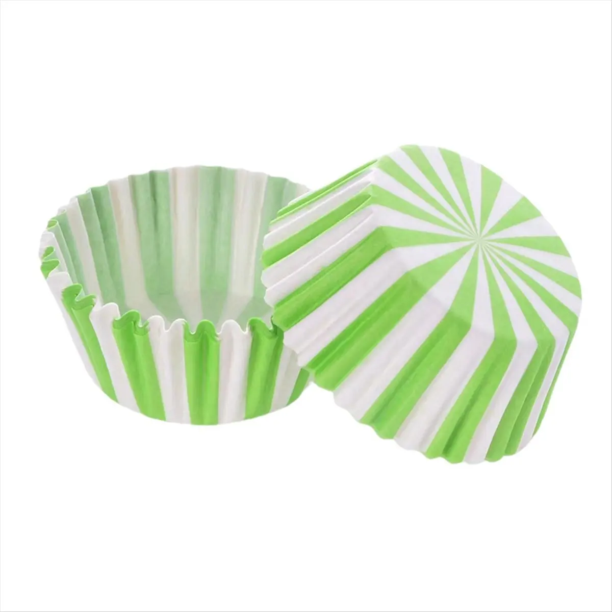 2026 NEW 500PCS Green Striped Cupcakes with Colored Striped Baking Paper for Party Cake Decoration.